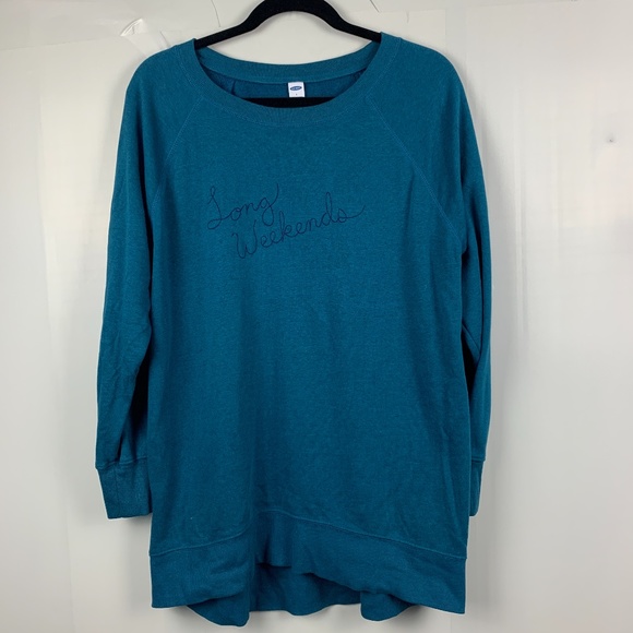 Old Navy Sweaters - Old Navy " Long Weekend" Teal Boyfriend Tunic